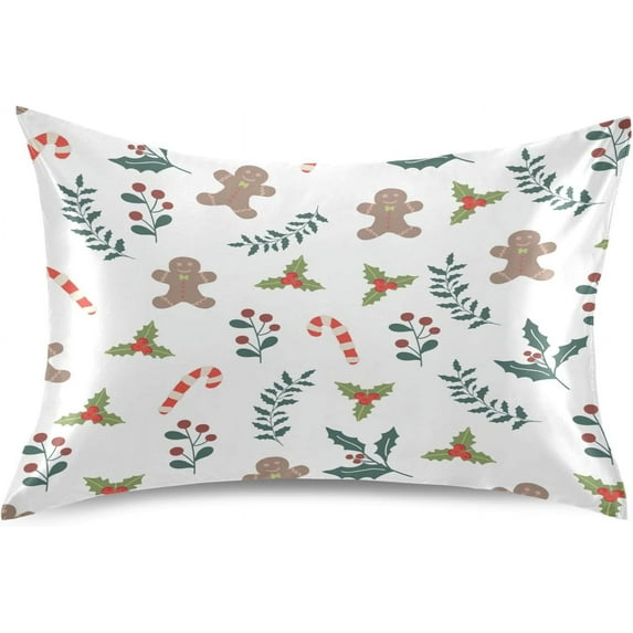 GZHJMY Christmas Tree Satin Pillowcase for Hair and Skin Silk Pillowcase, Standard Size(20x26 inches) - Slip Cooling Satin Pillow Covers with Envelope Closure,Christmas Decoration