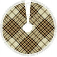 thumbnail image 1 of GZHJMY Christmas Tree Skirt, 36" Xmas Tree Skirts Beige Tartan Plaid Christmas Tree Mat for Christmas Holiday Party Ornaments, 1 of 5