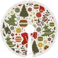 thumbnail image 1 of GZHJMY Christmas Tree Skirt, Christmas Elements on White 36" for Indoor Outdoor Holiday Party Office Store Cupboard Decoration, 1 of 6
