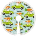 thumbnail image 1 of GZHJMY Christmas Tree Skirt Easter Car and Rabbit Pattern Xmas Small Tree Skirt 30" Chriatmas Tree Mat for New Year Holiday Party Decor with Tassel, 1 of 6
