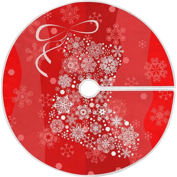 GZHJMY Christmas Tree Skirt Snowflake Xmas Tree Skirt Floor Door Round Mat Decorations for Holiday Party Home Christmas Day Ornaments, 35.4"