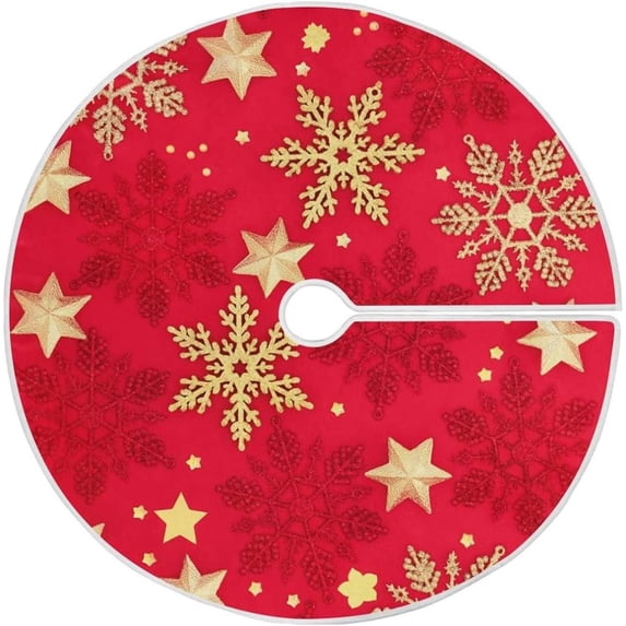 GZHJMY Christmas Tree Skirt Snowflakes Xmas Tree Skirt Floor Door Round Mat Decorations for Holiday Party Home Christmas Day Ornaments, 35.4"