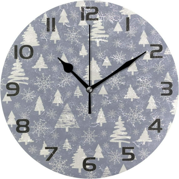 GZHJMY Christmas Tree Wall Clock, Silent Non Ticking Battery Operated Creative Decorative Round Clock for Kitchen, Living Room, Bathroom, Home School Office Decor, 10 Inch