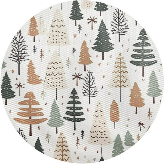 GZHJMY Christmas Trees Placemats Set of 6 Non-Slip Heat Resistant Dining Table Place Mats Washable Kitchen PVC Weave Table Mats Table Mat