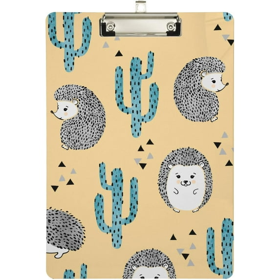 GZHJMY Clipboard for Classrooms Office Cactus Hedgehog Plastic Clipboard Standard Letter Size A4 Clipboard with Low Profile Metal Clip Decorative Clip Boards for Teachers