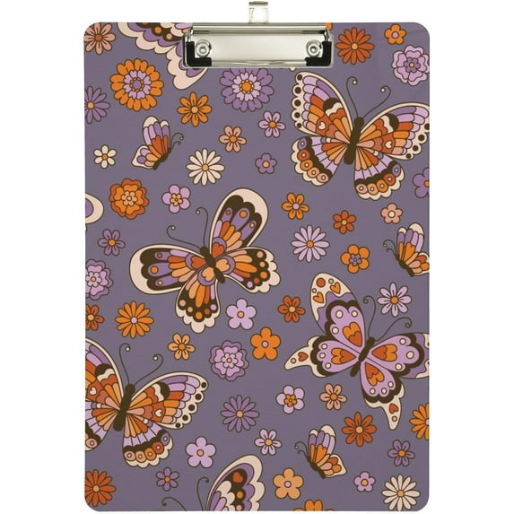 GZHJMY Clipboard for Classrooms Office Daisy Flower Butterfly Plastic Clipboard Standard Letter Size A4 Clipboard with Low Profile Metal Clip Decorative Clip Boards for Teachers
