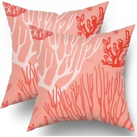 GZHJMY Coastal Coral Pillow Covers Accent Decorative Beach Ocean Themed Pillow Cases 16 X 16 Inch Cushion Cover for Sofa Bed Living Room Armchair Home