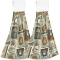 thumbnail image 1 of GZHJMY Coffee Stamp Hanging Tie Towels Set of 2, Soft Absorbent Kitchen Hand Towels with Hanging Loops for Kitchen Bathroom Farmhouse Home Decor, 18.2 x 14 Inch Wash Cloths, 1 of 7