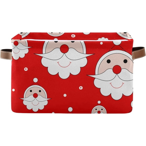 GZHJMY Collapsible Storage Basket Cute Santa Claus-3 Rectangular Storage Bins Baskets Toys Storage Bins with Handles for Bedroom Home Office 2PCS