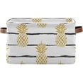 thumbnail image 1 of GZHJMY Collapsible Storage Basket Summer Gold Pineapple Rectangular Storage Bins Baskets Toys Storage Bins with Handles for Bedroom Home Office 2PCS, 1 of 7
