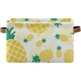 thumbnail image 1 of GZHJMY Collapsible Storage Basket Tropical Fruit Pineapple Golden Rectangular Storage Bins Baskets Toys Storage Bins with Handles for Bedroom Home Office 2PCS, 1 of 7