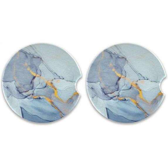 GZHJMY Colored Abstract Marble Car Coasters 2 Pack Drinks Absorbent Ceramic Stone Car Coasters with Fingertip Grip Car Cup Holder Coasters Cup Coasters