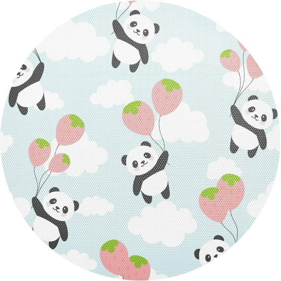 GZHJMY Colorful Balloons Panda Round PVC Placemats Set of 1, Kitchen Dining Table Decoration(322)