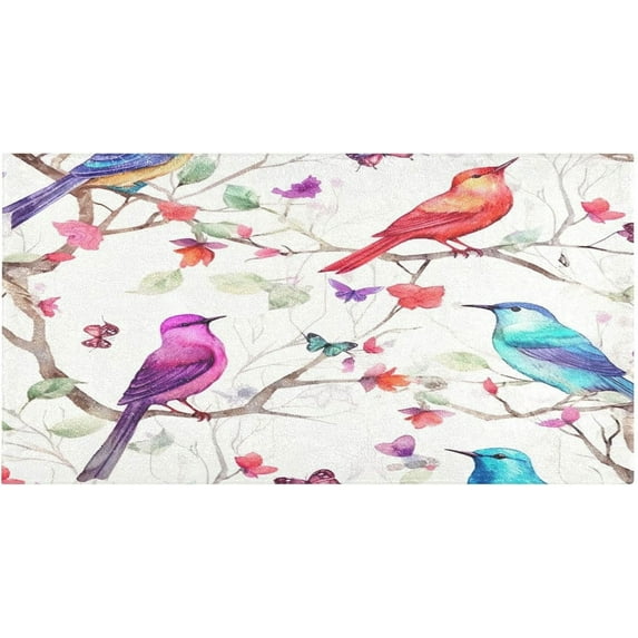 GZHJMY Colorful Birds Pattern Bathroom Rugs Bath Mat 39 x 20 Inch Non-Slip Extra Soft and Absorbent Shaggy Bath Carpet for Tub, Shower, Bathroom Carpet Runner