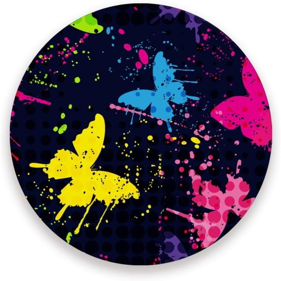 GZHJMY Colorful Butterflies Coasters for Drinks Set of 2, Absorbent Ceramic Drink Coaster with Cork Base for Wooden Coffee Table, Cool Housewarming Gift for Home Decor Cup Coasters