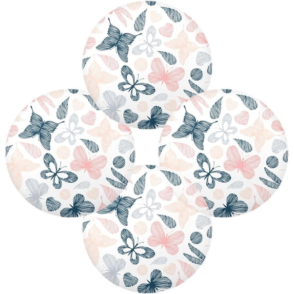 GZHJMY Colorful Butterfly Round Placemats, 4 Pack Table Mats for Kitchen Washable Non-Slip Place Mats Heat Resistant Place Mats for Kitchen Dining Table Decoration