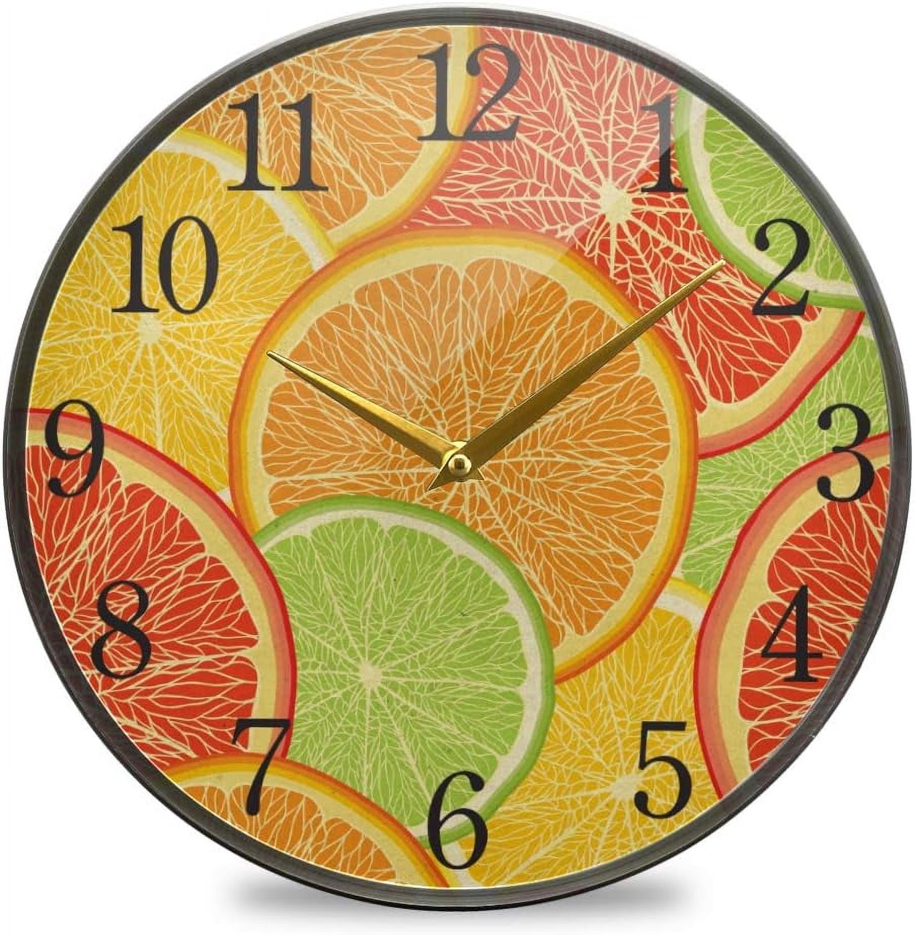 GZHJMY Colorful Citrus Lemon Pattern Wall Clock Silent Non Ticking 9.5 ...