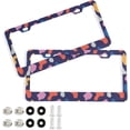 thumbnail image 1 of GZHJMY Colorful Cow Print Animal License Plate Frames for Women Men 2 Pcs Personalized Car License Plate Holder with Screw Caps, Elliptical Hole Decorative, 1 of 7