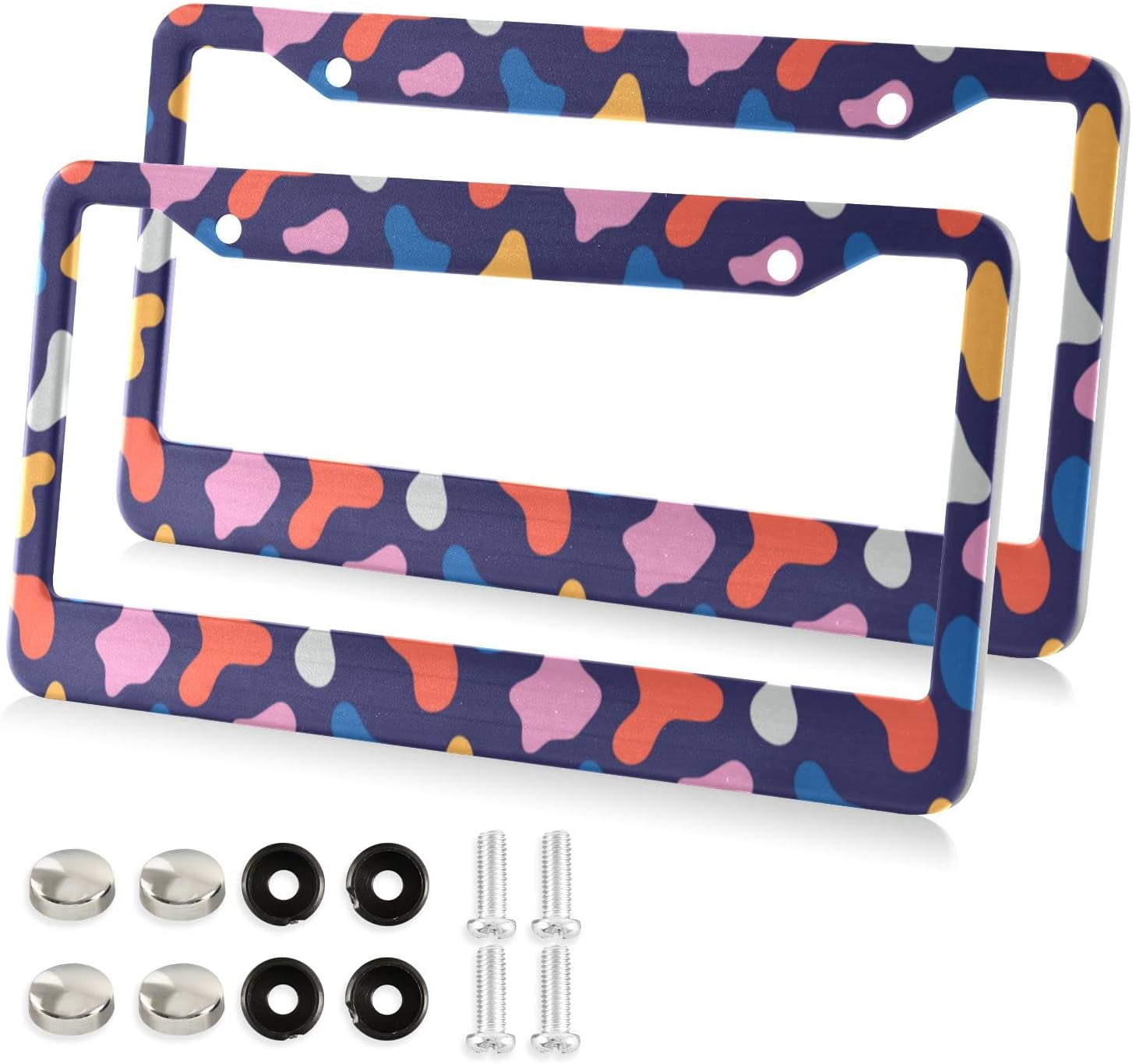 GZHJMY Colorful Cow Print Animal License Plate Frames for Women Men 2