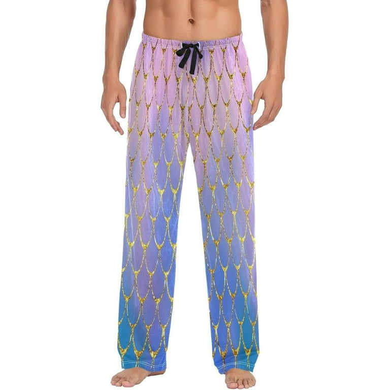 GZHJMY Colorful Fish Scales Pajama Pants, Men's Drawstring Lounge Pants,  Casual Pajama Bottoms with Pockets, Christmas New Year Birthday Gifts