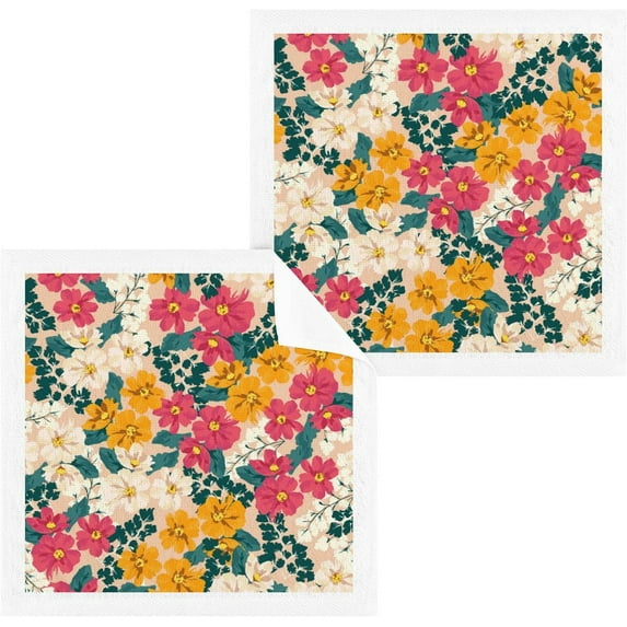 GZHJMY Colorful Flowers Wash Cloths 6 Pack - 12 x 12 Inch Super Super Soft Washcloths for Your Face and Body - 100% Cotton Absorbent Baby Face Towel