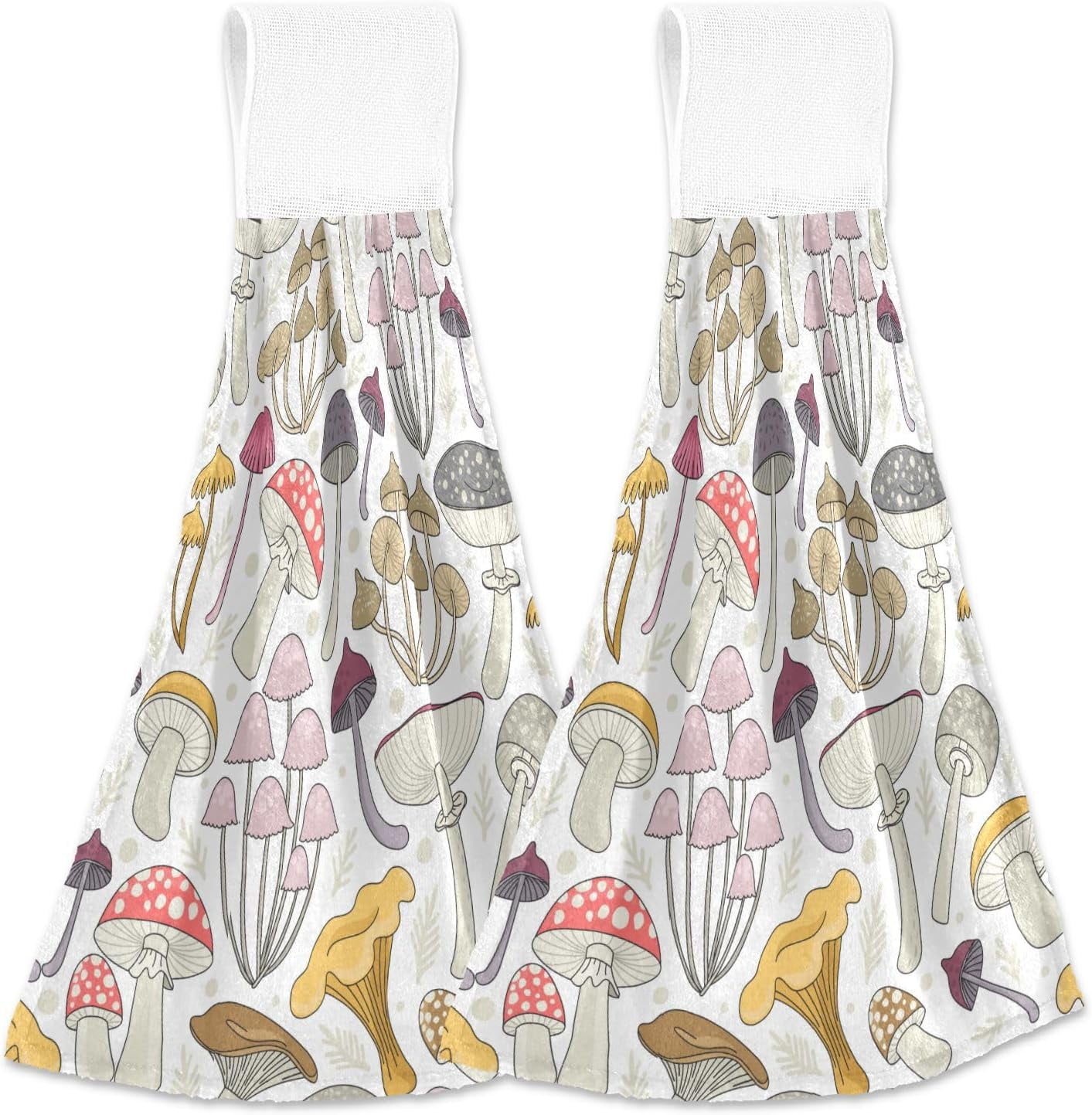 GZHJMY Colorful Mushroom Hanging Tie Towels Set of 2, Soft Absorbent ...