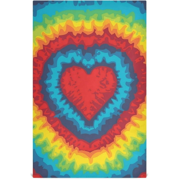 GZHJMY Colorful Tie Dye Heart Kitchen Towel, Dish Towels Quick Drying Tea Towels Absorbent Hand Towels for Kitchen Sink Dinner Table 28 x 18 Inches, Set of 1
