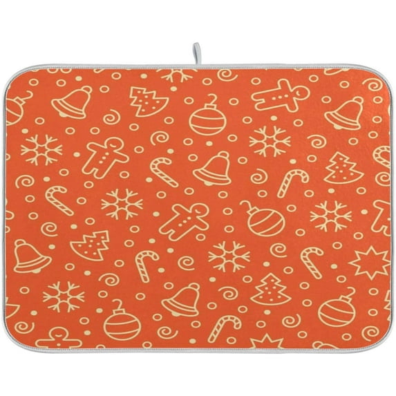 GZHJMY Cookies Orange Dish Drying Mat for Kitchen Counter,Super Quick Absorbent Composite Sponge Dish Drying Pad,Heat Resistant Non-Slip Rack Tableware Mat (18x24Inch)for Dishes Coffee Machine Dish