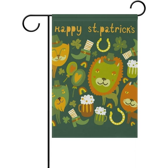 GZHJMY Cooper Girl Cute St.Patrick's Day with Cats Garden Flag Yard Banner Polyester for Home Flower Pot Outdoor Decor 28X40 Inch Yard Flags