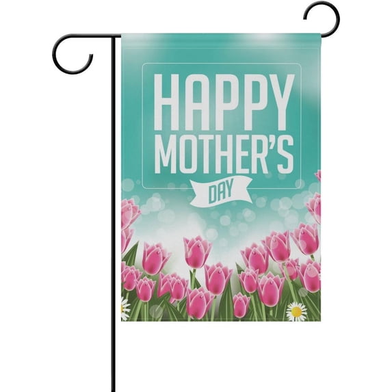 GZHJMY Cooper Girl Happy Mothers Day Tulips Garden Flag Yard Banner Polyester for Home Flower Pot Outdoor Decor 12X18 Inch Yard Flags