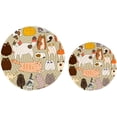 thumbnail image 1 of GZHJMY Cotton Cute Cartoon Funny Cats Set Pattern 2 Pcs Woven Pot Holder Trivets Set,Round Coasters Placemat for Cooking Baking Hot Dish Pan Pot Bowl Teapot(7/9 Inches), 1 of 5