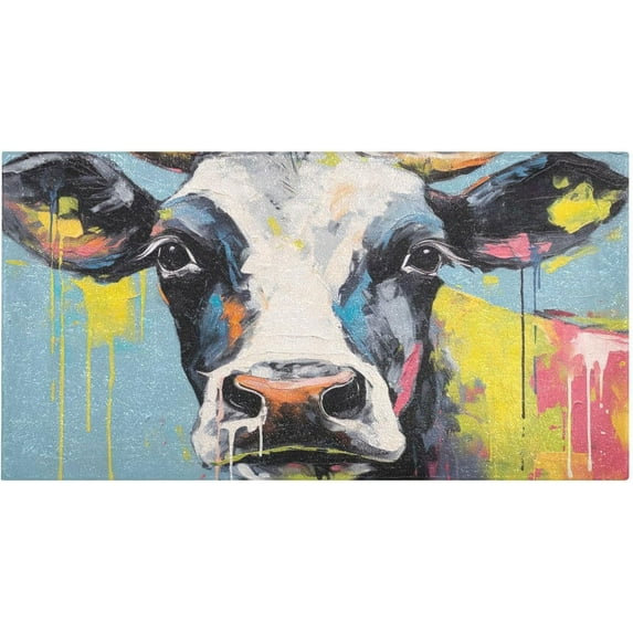 GZHJMY Cow Portraits Bathroom Rugs Bath Mat 39 x 20 Inch Non-Slip Extra Soft and Absorbent Shaggy Bath Carpet for Tub, Shower, Bathroom Carpet Runner