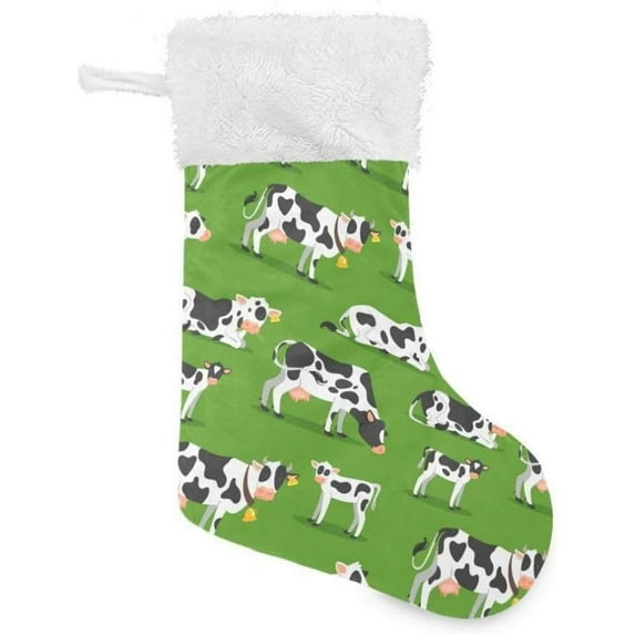 GZHJMY Cow Print Christmas Stocking, Personalized Large Candy Stocking Hanging Gift, Xmas Stockings Decoration for Family Holiday Party Ornaments Decor Fireplace