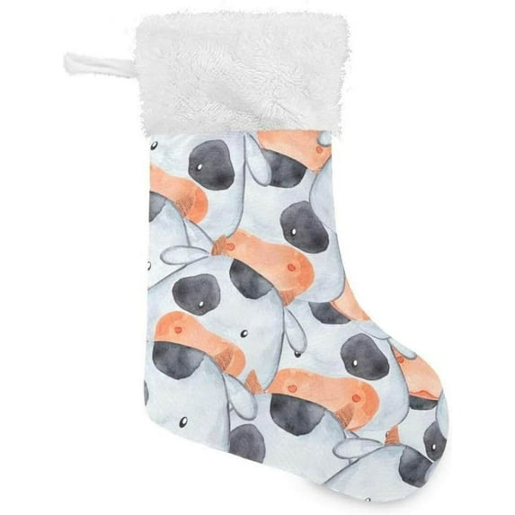 GZHJMY Cow Print Christmas Stocking, Personalized Large Candy Stocking Hanging Gift, Xmas Stockings Decoration for Family Holiday Party Ornaments Decor Fireplace
