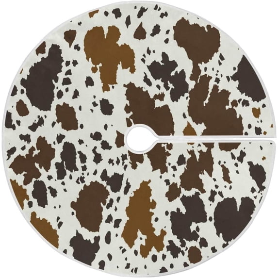 GZHJMY Cow Print Christmas Tree Skirt 48" Christmas Decorations Indoor Outdoor Tree Skir for Home Holiday Party Decorations Gift