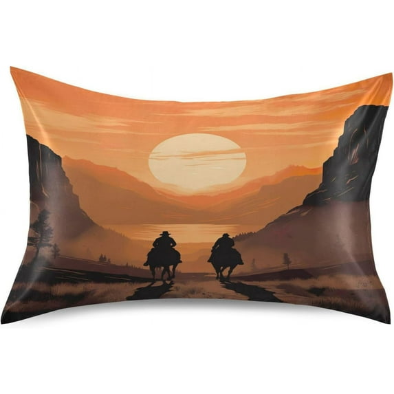 GZHJMY Cowboys Satin Pillowcase, Soft Breathable Silk Pillow Case with Envelope Closure for Hair and Skin, King Size 40 x 20 Inch Home Decor