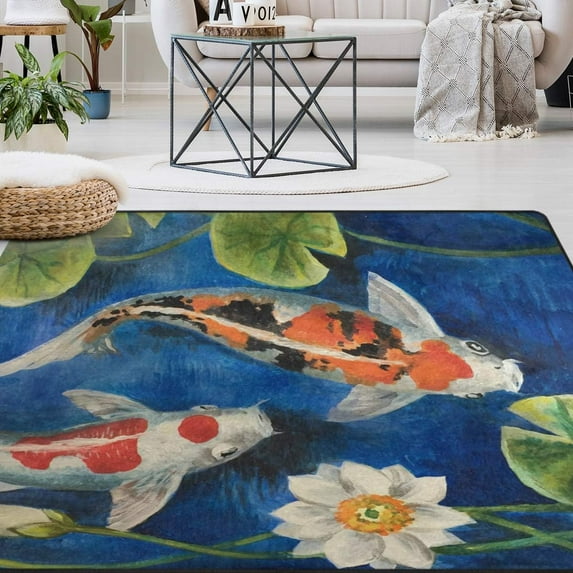 GZHJMY Crap Japanese Koi Non Slip Area Rug for Living Dinning Room Bedroom Kitchen, 1.7 ' x 2.6'(20 x 31 Inches / 50 x 80 cm), Crap Japanese Koi Nursery Rug Floor Carpet Yoga Mat