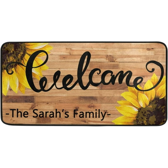 GZHJMY Custom Kitchen Rug Floor Wooden Sunflower Kitchen Floor Mat Non Slip Absorbent Comfort Standing Mat Customizable Personalized Kitchen Runner Rug for Home Decor 39 x 20 Inches