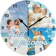 thumbnail image 1 of GZHJMY Custom Photo Personalized Wall Clock Silent Non Ticking Wall Clocks Name Text Customizable Round Clock Battery Operated for Family Home Office School Decor, Custom 3 Photos Collage, 1 of 5
