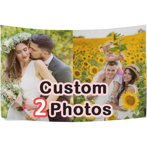 GZHJMY Custom TapestriesHanging Tapestry Personalized Tapestry Bedding Aesthetic Tapestries for Bedroom Living Room Dorm Home Wall Decor 60" x 40" Horizontal, Collage 2 Photos Gift Decor
