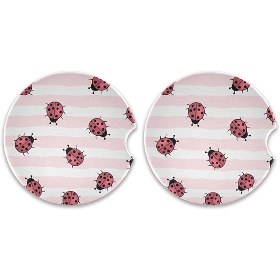 GZHJMY Cute Bugs Car Coasters 2 Pack Drinks Absorbent Ceramic Stone Car Coasters with Fingertip Grip Car Cup Holder Coasters Cup Coasters