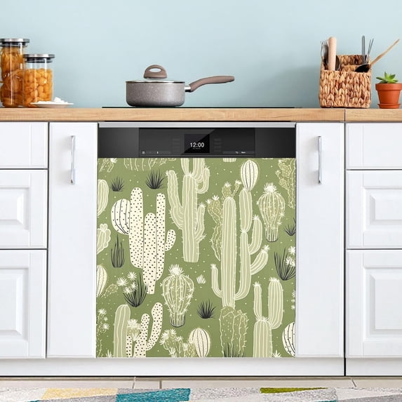 GZHJMY Cute Cactus Dishwasher Magnet Cover Dishwasher Front Door Cover Magnet Sticker, Trimmable Refrigerator Dishwasher Magnetic Decals Kitchen Appliance 20 x 26 Inches Home Decor