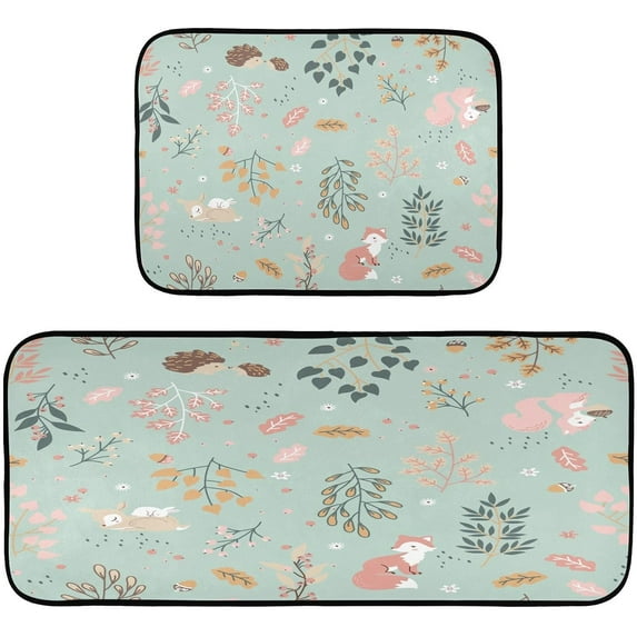 GZHJMY Cute Cartoon Animals Kitchen Mat - Cushioned Anti Fatigue Kitchen Rug Set of 2, Non Slip Waterproof Kitchen Mats for Kitchen, Laundry, Sink, Office 19.7"×27.6"+19.7"×47.2" Carpet Runner