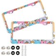 thumbnail image 1 of GZHJMY Cute Cartoon Bear License Plate Frames 2pcs, Waterproof Aluminum Alloy Front Rear Tag Car License Plate Cover with Screw Cap Set for US Vehicles, 12 x 6 Inch, 1 of 7