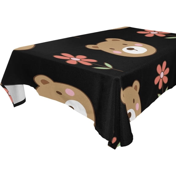 GZHJMY Cute Cartoon Bear Tablecloth, Rectangle Waterproof Washable Polyester Table Cover for Picnic Dinner Holiday Party Decor, 54 x 72 Inch