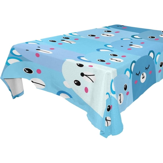 GZHJMY Cute Cartoon Bear Tablecloth, Rectangle Waterproof Washable Polyester Table Cover for Picnic Dinner Holiday Party Decor, 60 x 90 Inch