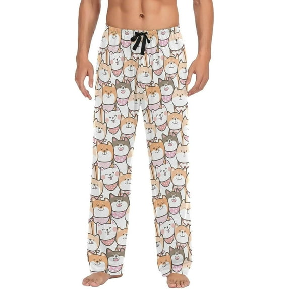 GZHJMY Cute Cartoon Dog Mens Pajama Pants, Comfortable and Soft Men Pajama Bottoms with Pockets and Drawstring, Christmas New Year Birthday Father's Day