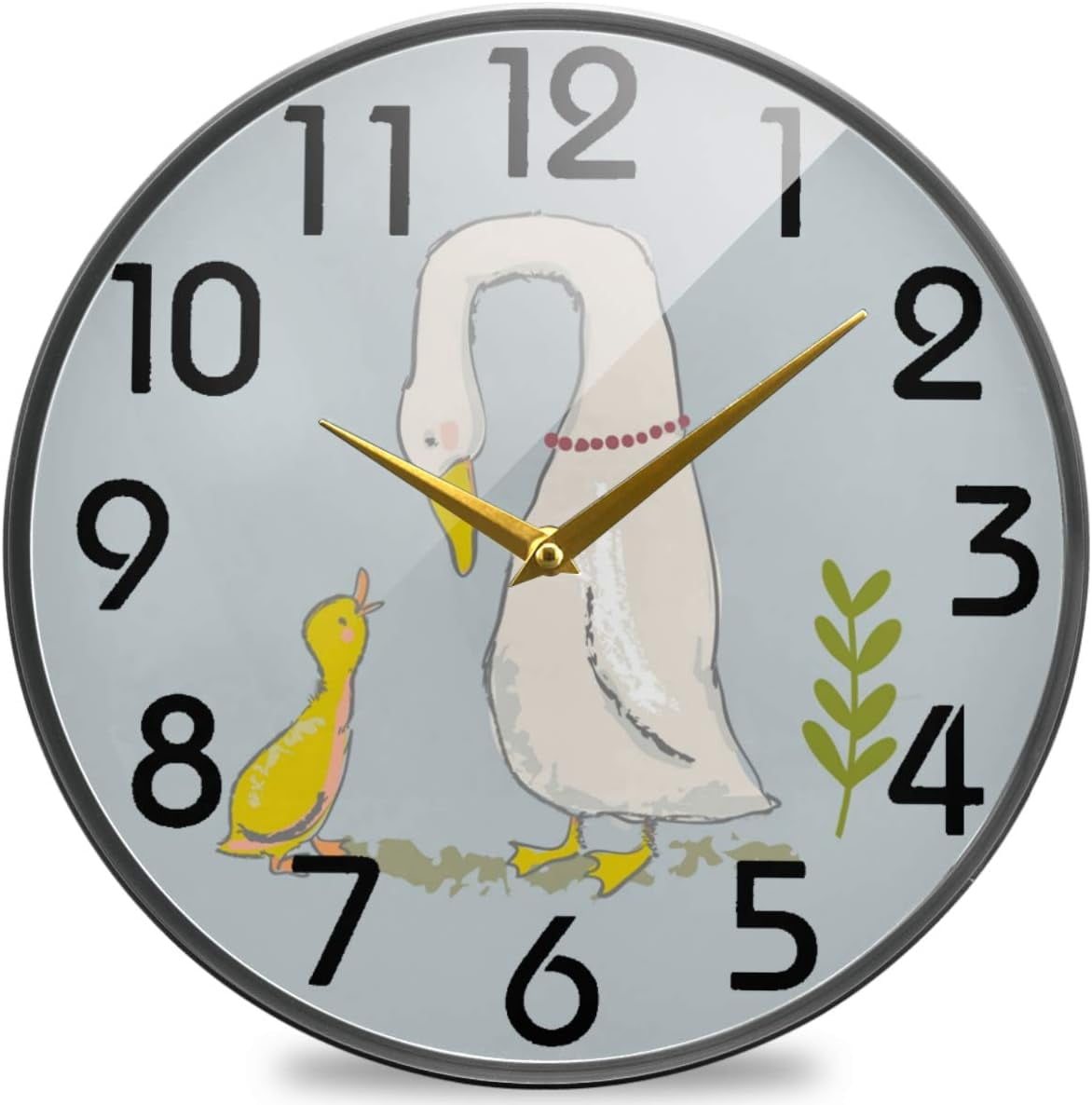 GZHJMY Cute Cartoon Farm Birds Goose Duck Round Wall Clock, 9.5 Inch ...