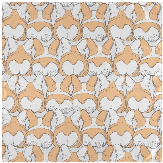 GZHJMY Cute Cartoon Funny Welsh Corgi Pattern Cloth Napkins, Set of 1 20 x 20 Inch Soft & Comfortable Polyester Dinner Napkin for Family, Restaurant, Weddings, Parties