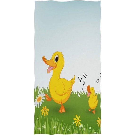 GZHJMY Cute Cartoon Happy Duck Soft Highly Absorbent Large Decorative Hand Towels Multipurpose for Bathroom, Hotel, Gym and Spa (16 x 30 Inches)